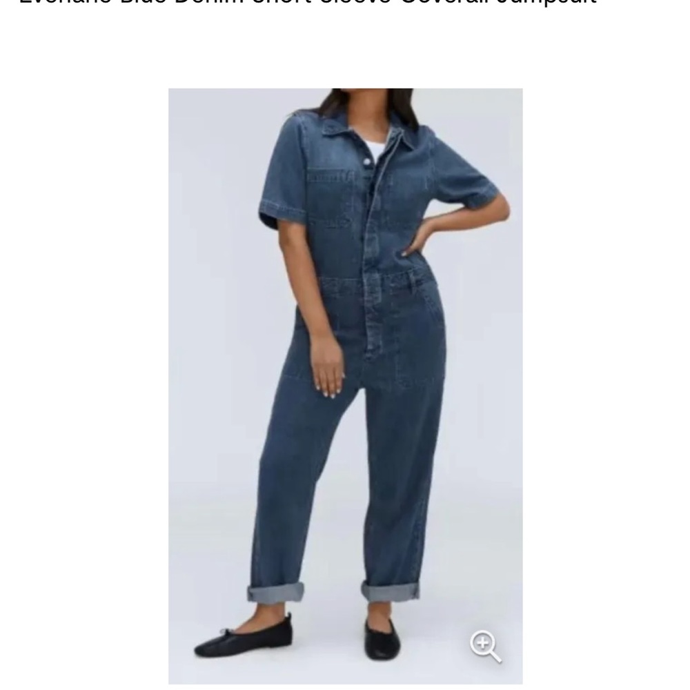Everlane Blue Denim Short Sleeve  Coverall Jumpsuit